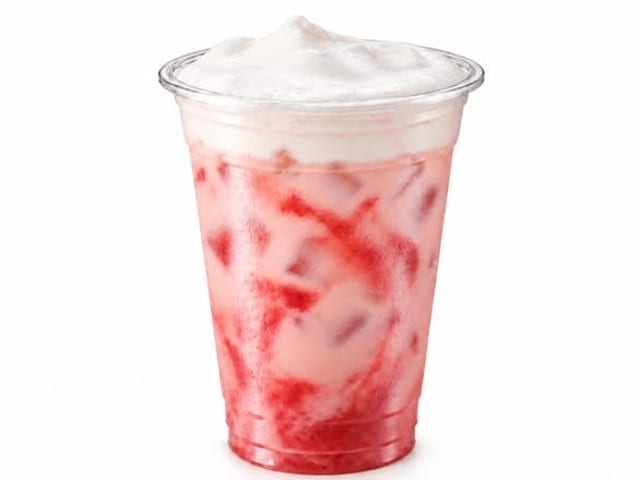 Strawberry Latte w/ foam.