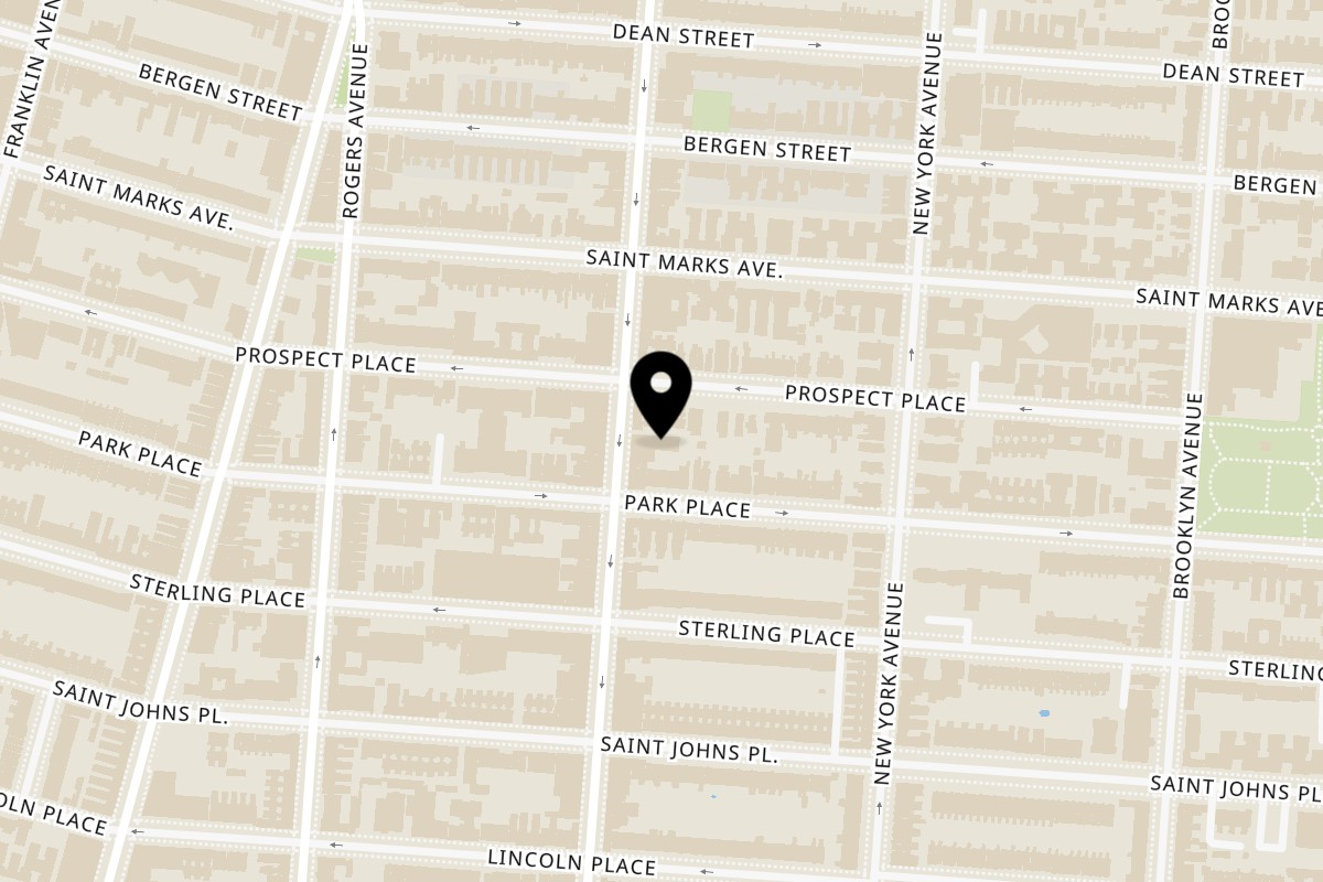 Map showing the location of Dragon Tea & Desserts on 685 Nostrand Ave in Brooklyn